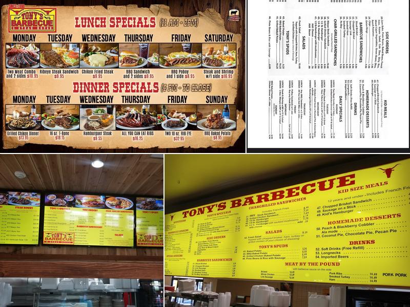 Tony's BBQ & Steakhouse Menu
