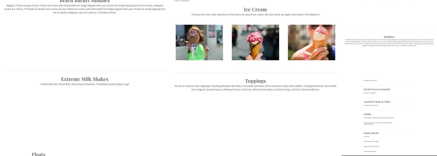 Lighthouse Ice Cream & Snacks Menu