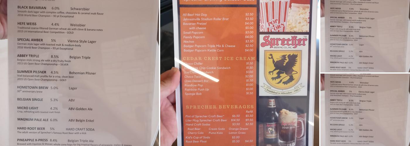 Sprecher Outdoor Oasis Menu