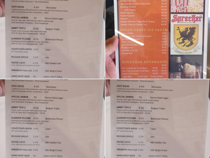 Sprecher Outdoor Oasis Menu