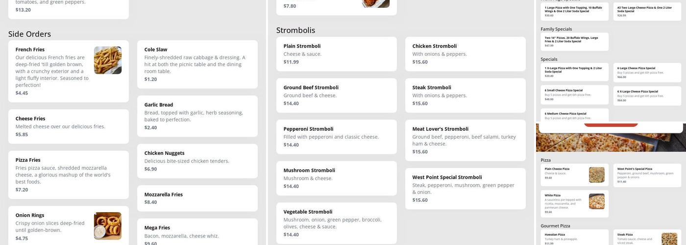 West Point Pizza Menu