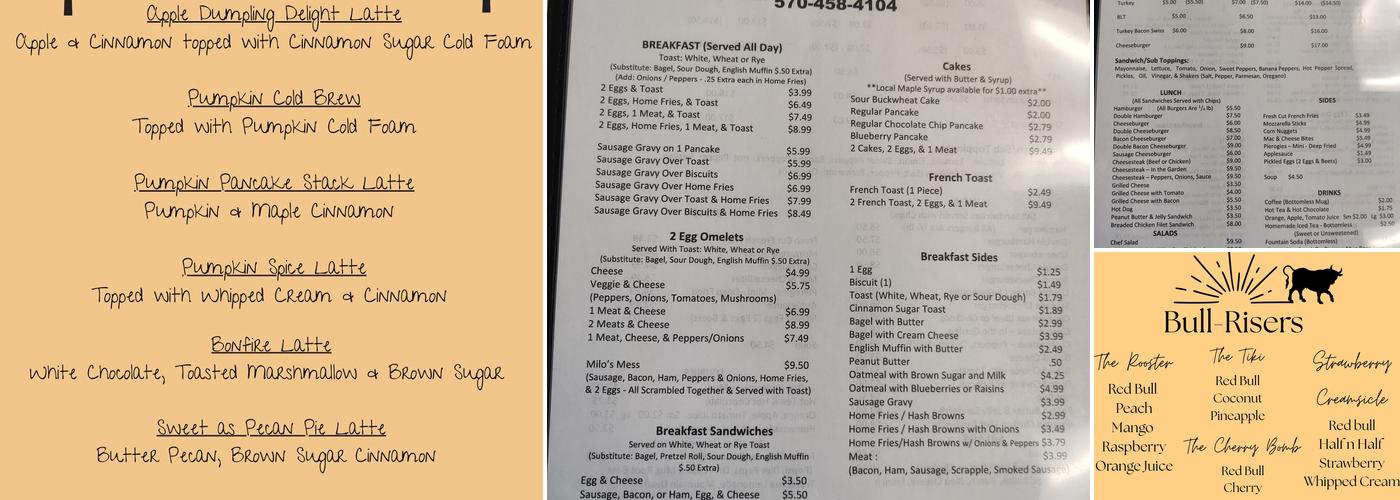 The Full Bull Table & Market Menu