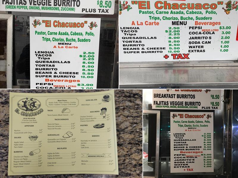 El Chacuaco Taqueria Menu