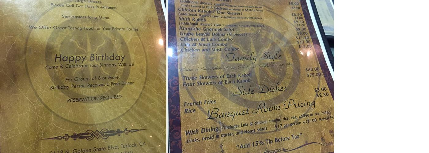 House of Kabobs Menu