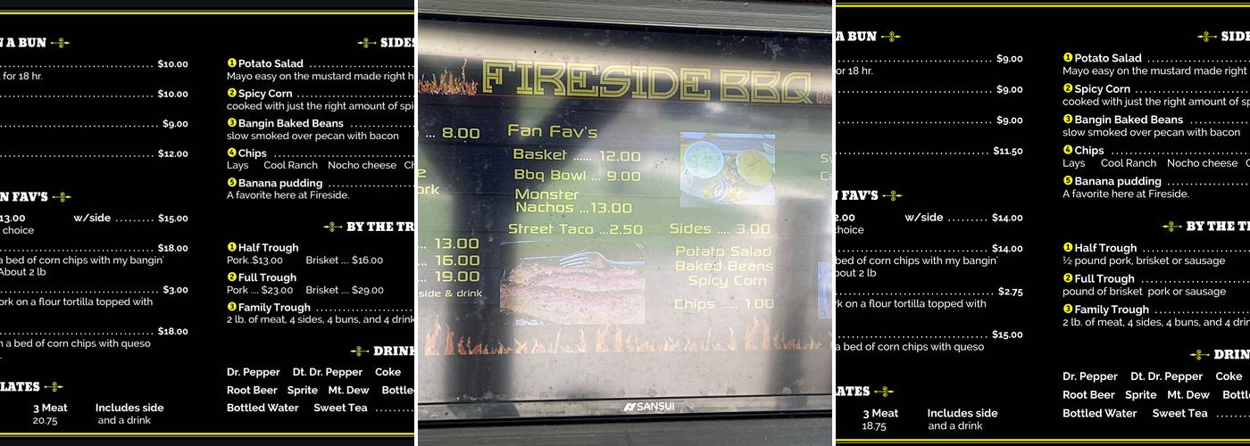 Fireside BBQ Menu