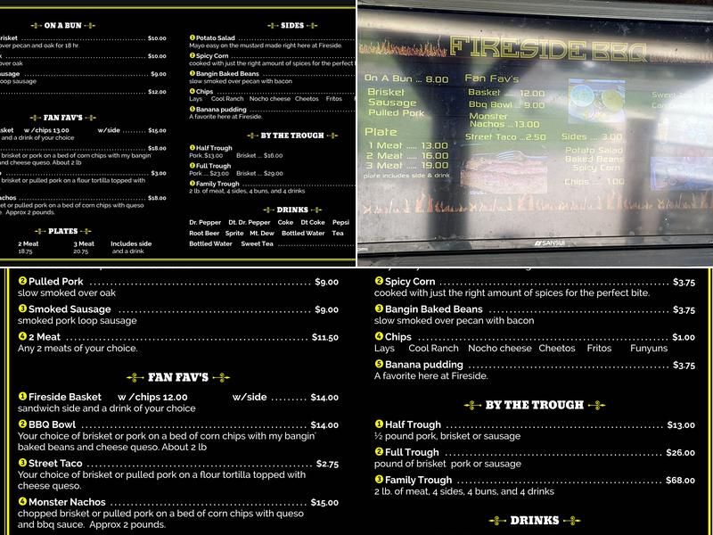 Fireside BBQ Menu