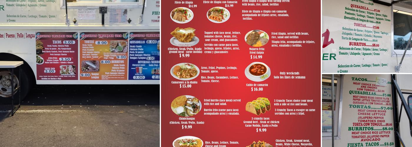 Taquitos Uruapan USA. Mexican Taco Stand Menu