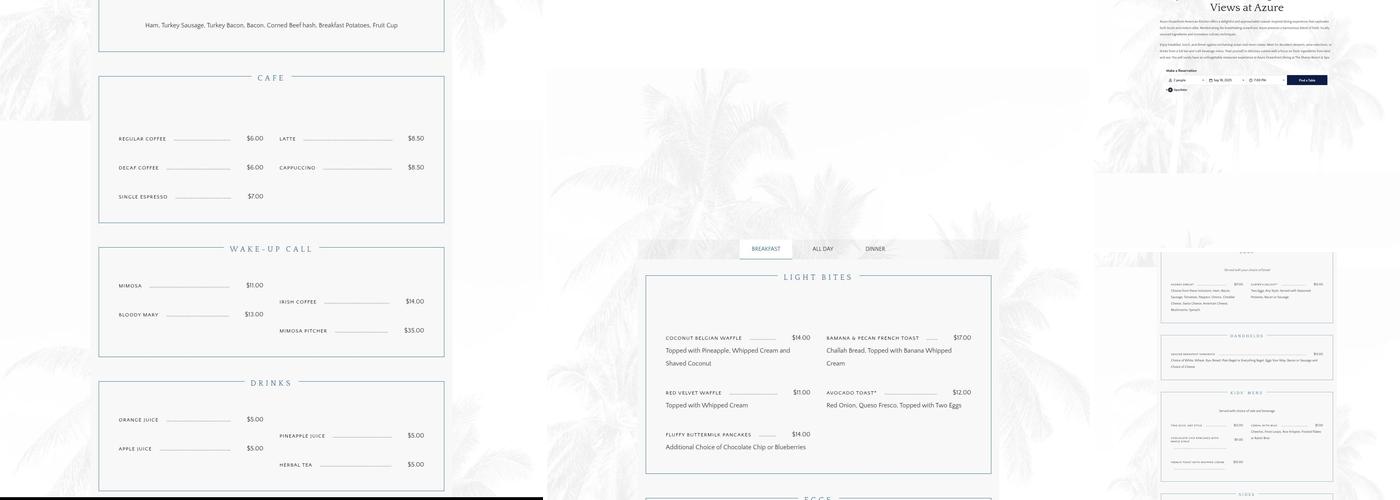 Azure Oceanfront American Kitchen Menu