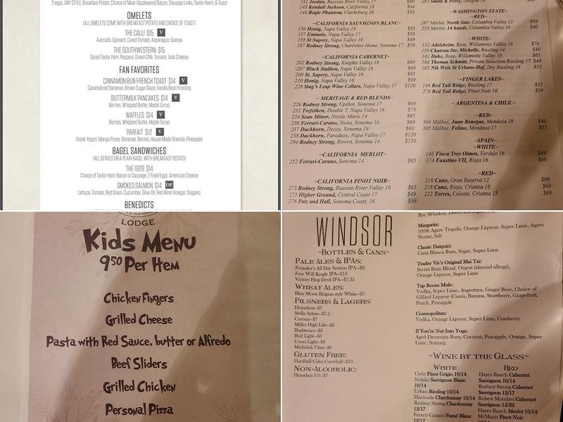 Windsor Dining Room Menu