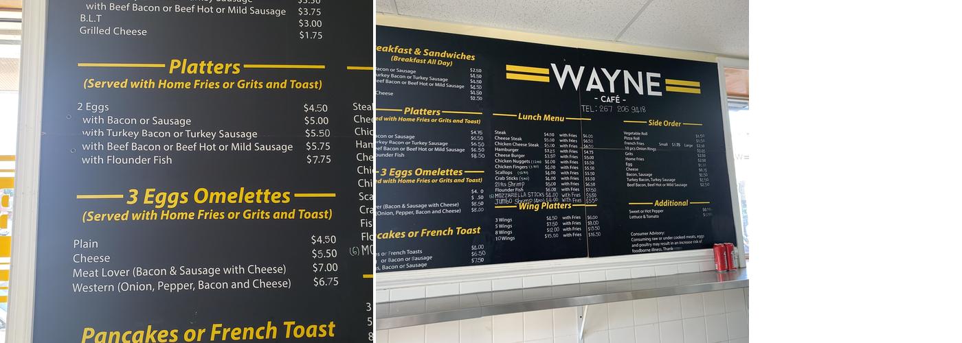 Wayne Café Menu