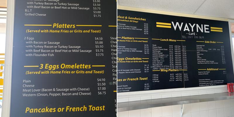 Wayne Café Menu