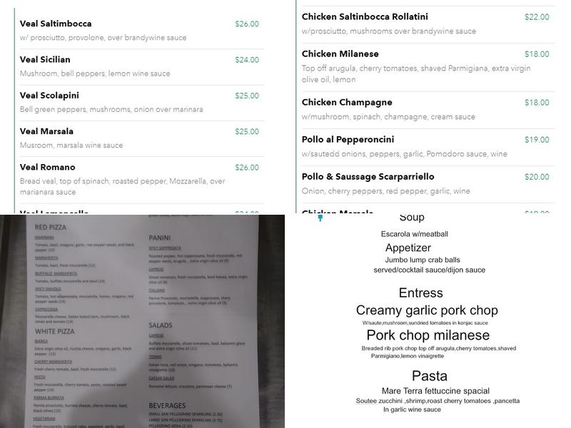 O Sole Mio Restaurant Menu