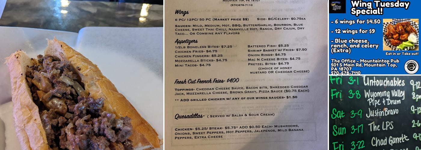 The Office - Mountaintop Pub Menu