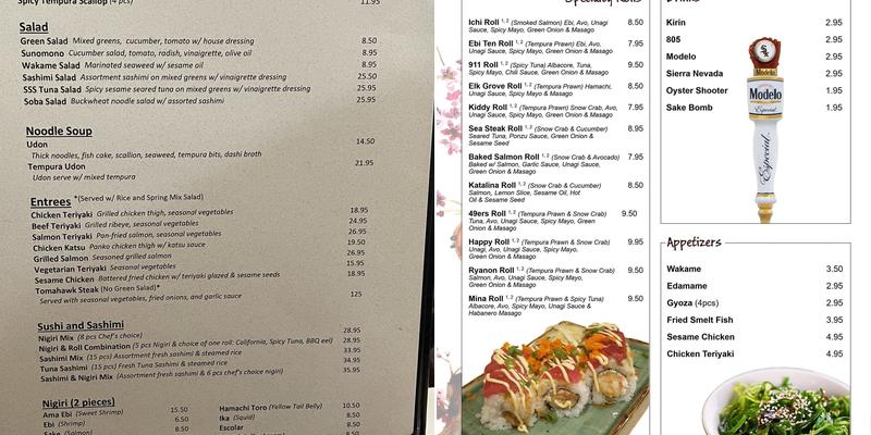 Sushi Bar Menu