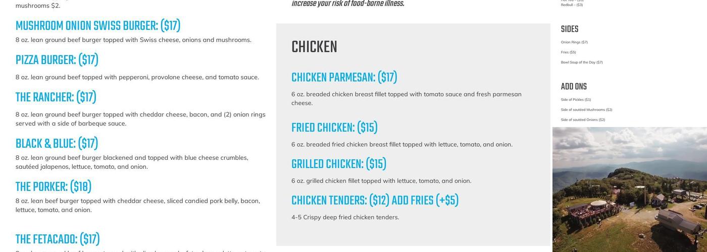 Beech Mountain Brewing Company Menu