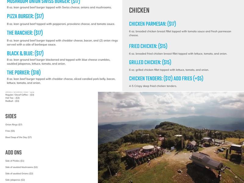 Beech Mountain Brewing Company Menu