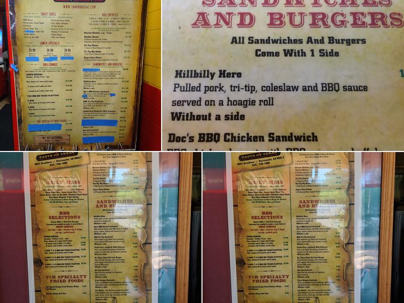 T & R Taste of Texas Barbeque Menu