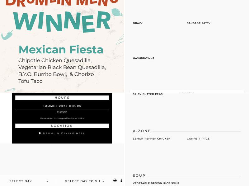 The Perch at Drumlin Menu