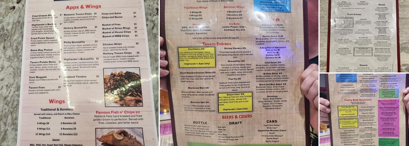 Highlander’s Grill & Tavern Menu