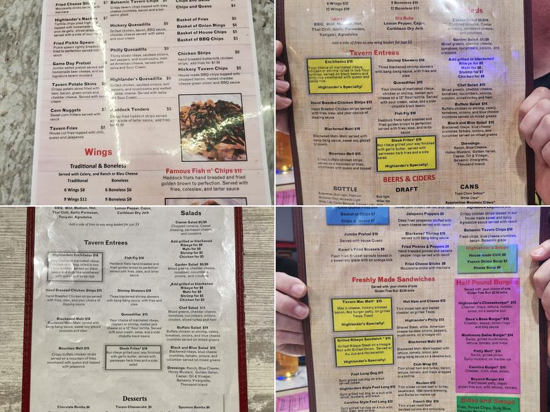 Highlander’s Grill & Tavern Menu