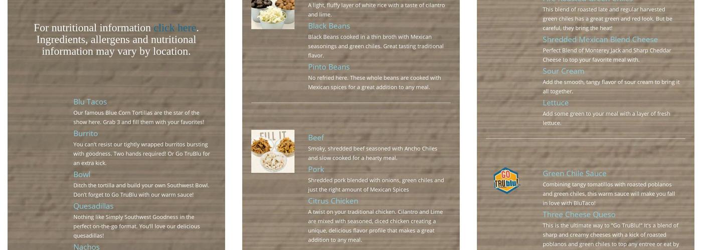 BluTaco Menu