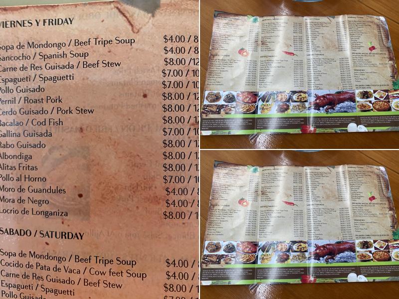 La Cueva Restaurant Menu