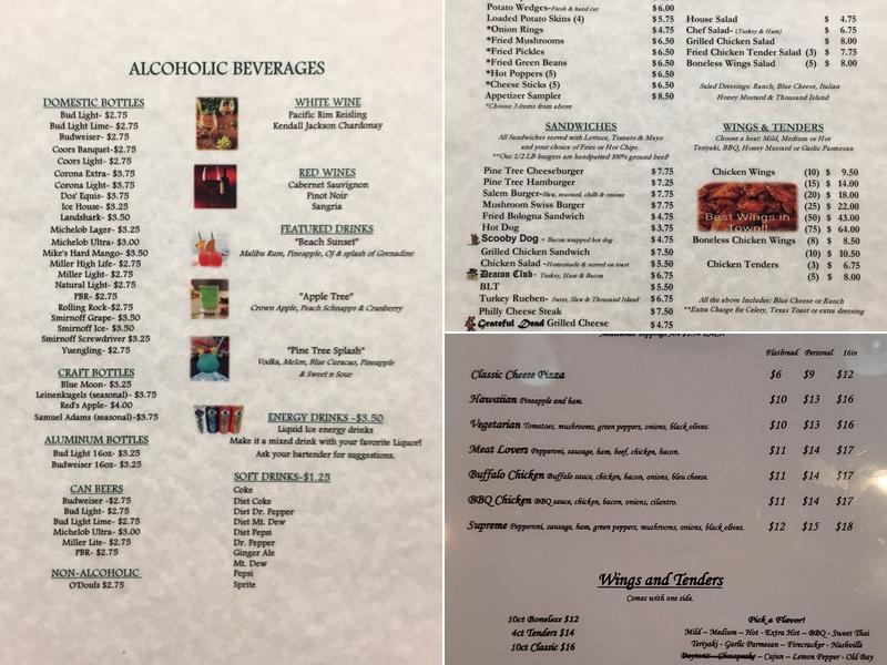 Pine Tree Tavern Menu