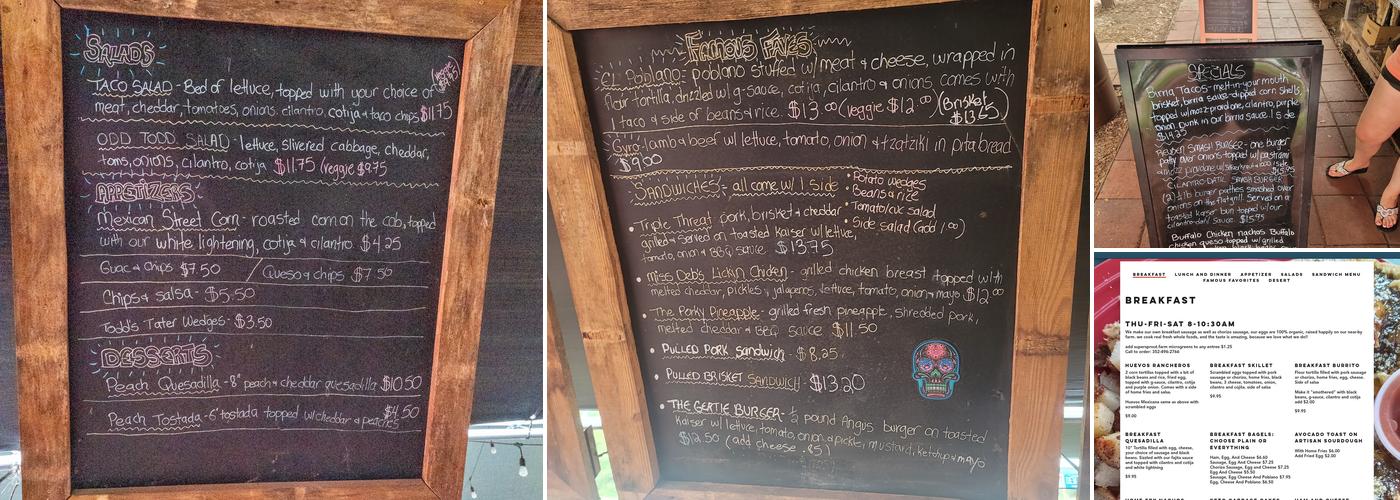 Odd Todd's Menu
