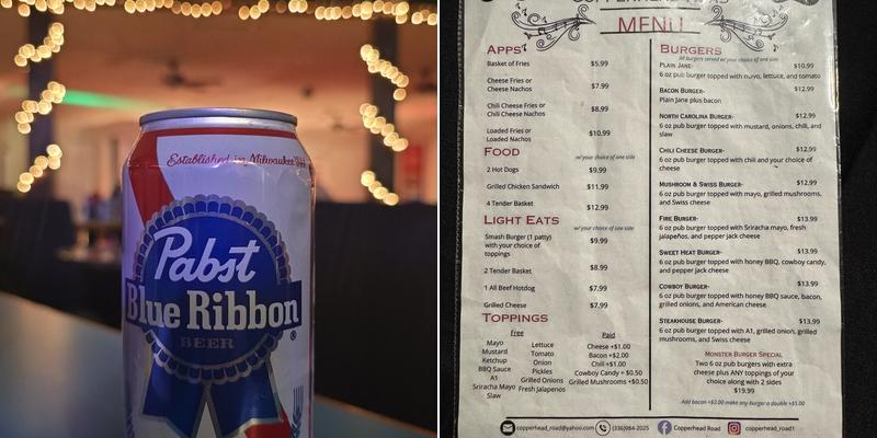 Copperhead Road Menu