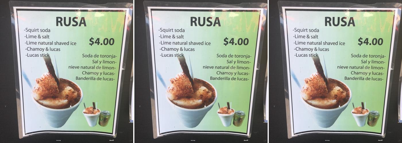 El Cachanilla Shaved Ice Menu