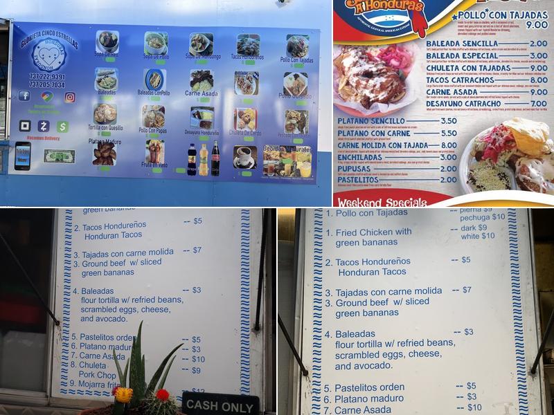 Comida Hondureña Menu