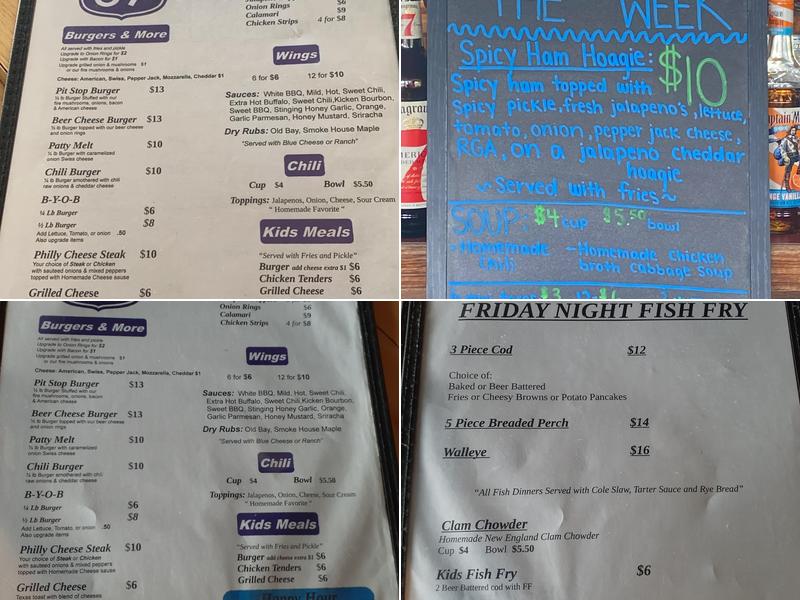 The Pit Stop 67 Menu