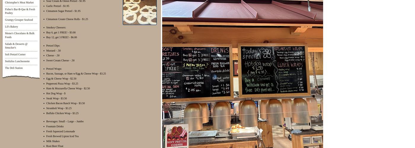 Soft Pretzel Corner Menu