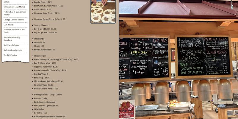 Soft Pretzel Corner Menu