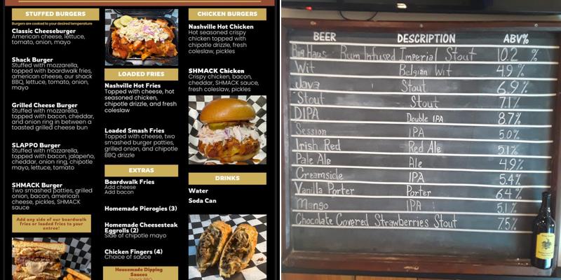 Revere Brewery Menu