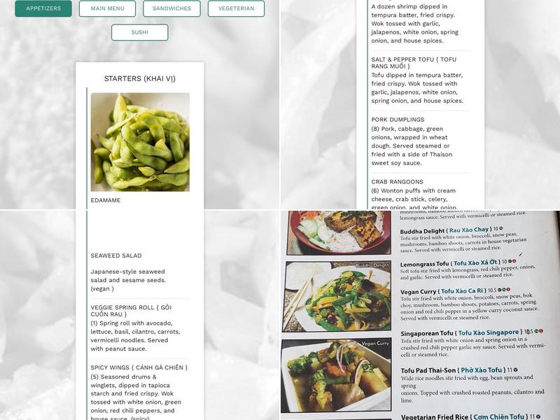 Pho Thaison Menu