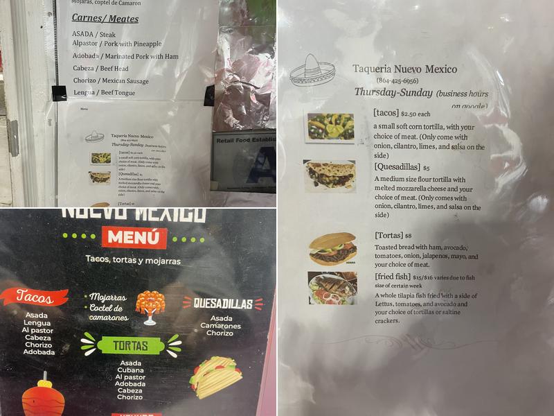 Taqueria Nuevo Mexico Menu