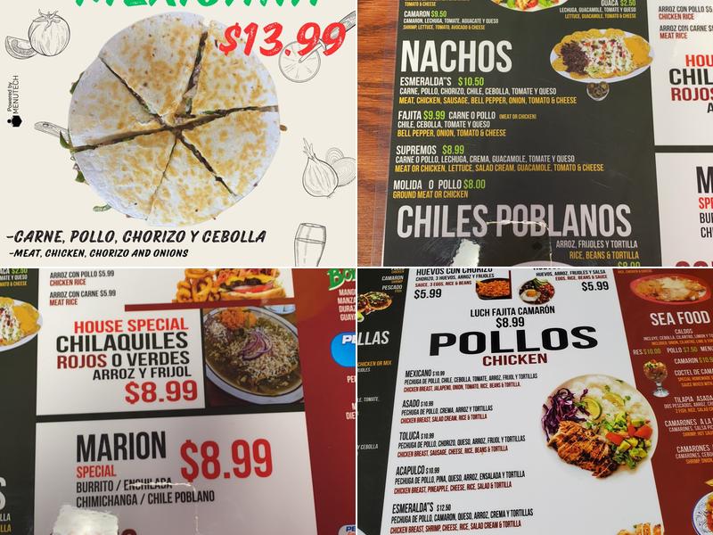 Esmeralda's Restaurant Menu