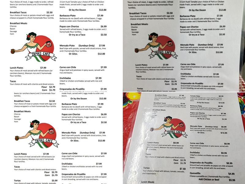 Irma's Café Menu