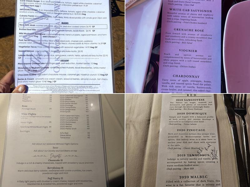 Cave Cafe Menu