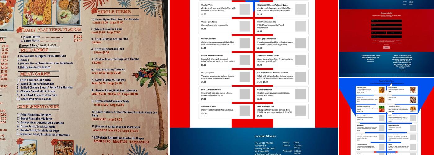 Antojitos Criollos Puertoriqueno Menu