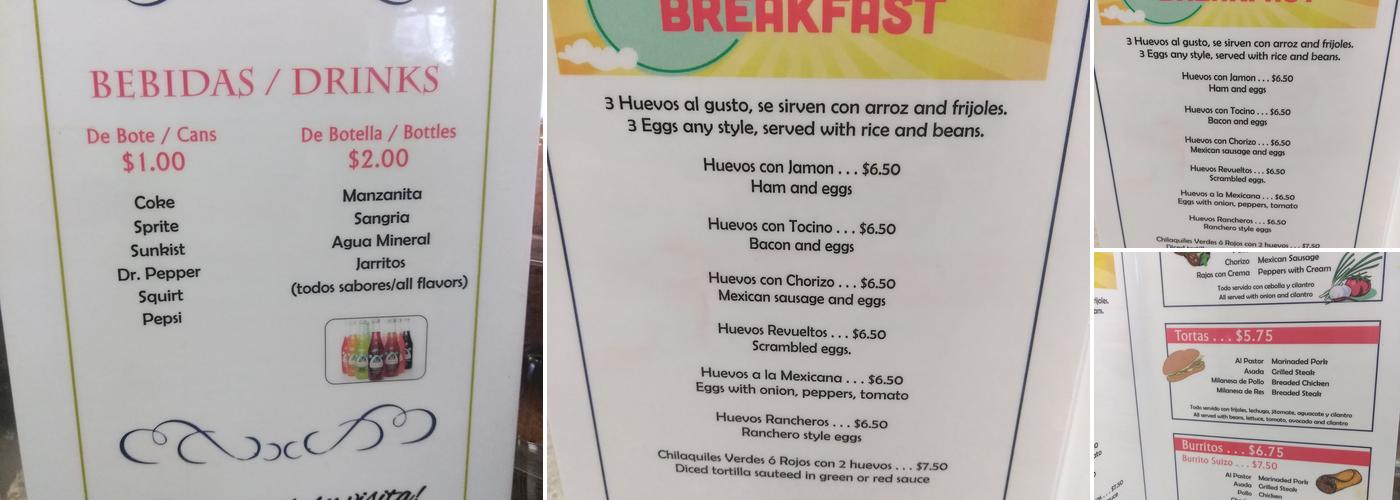 Reynitas Taqueria Menu