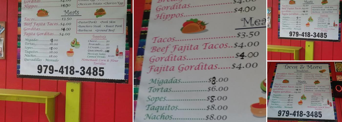 Tacos & More Menu