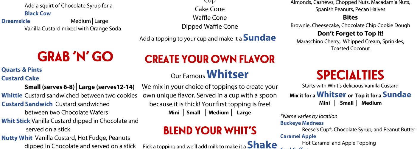 Whit's Frozen Custard Menu