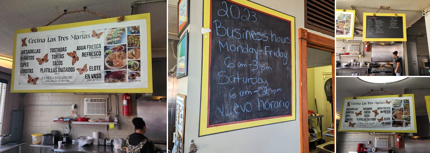 Cocina Las Tres Marias Menu