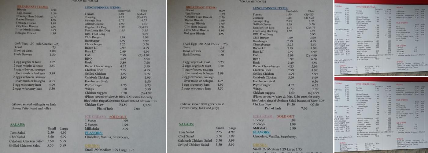 Ham’s Grill & Grocery Menu