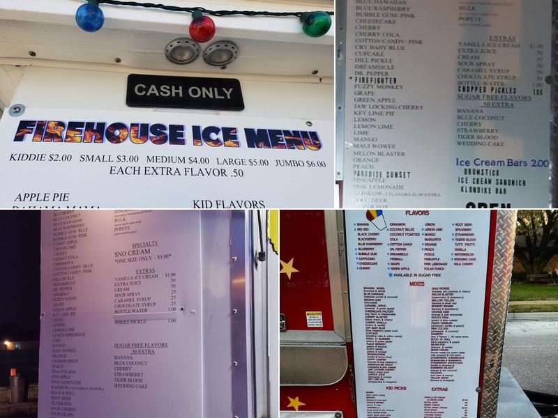Firehouse Ice Menu