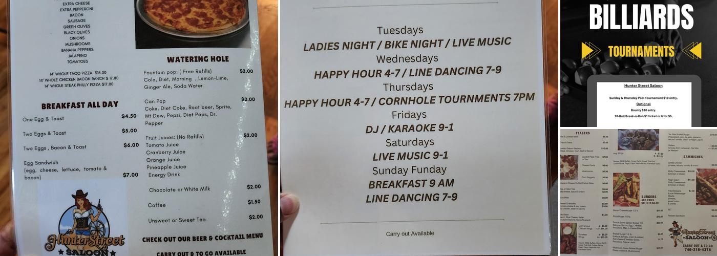 Hunter Street Saloon Menu