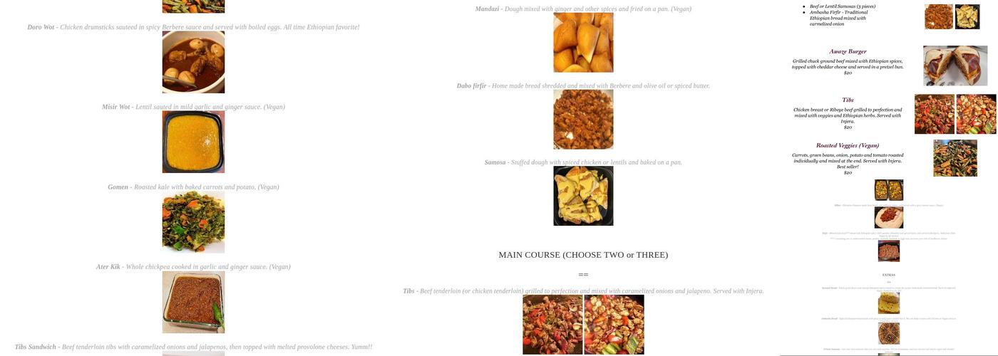 Biruh's Kitchen Menu
