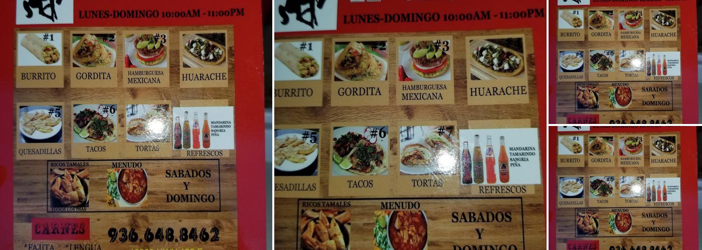 TAQUERIA EL VAQUERO Menu